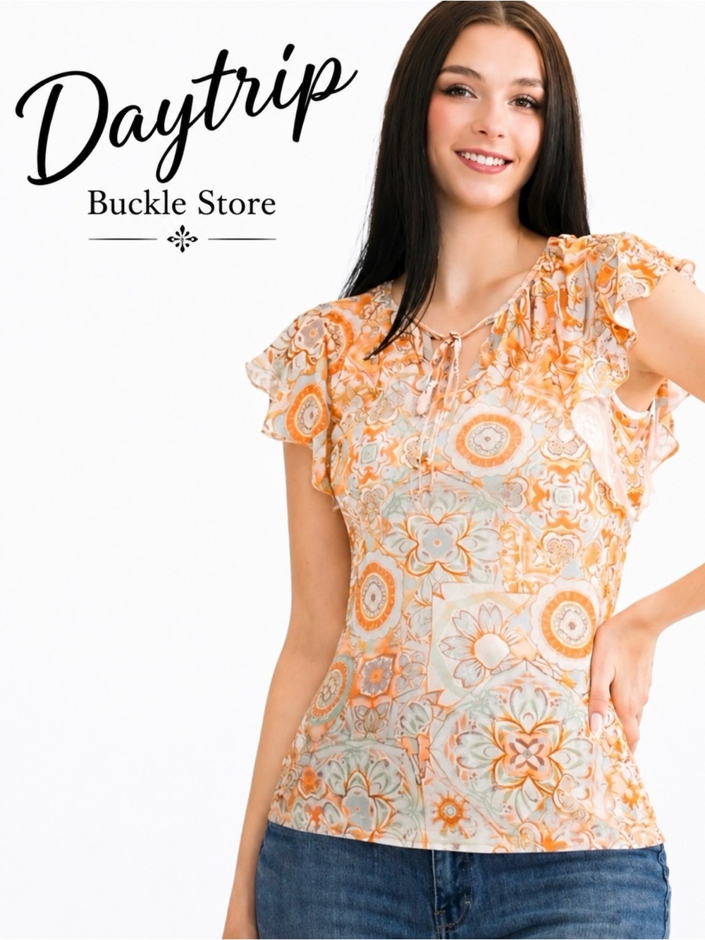 Daytrip Buckle Store. Boho Flutter Sleeve. Summer Top. Size L. Great condition.